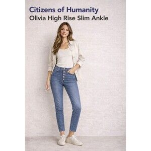 Citizens of Humanity Olivia High Rise Slim Ankle 27 USA Button Fly